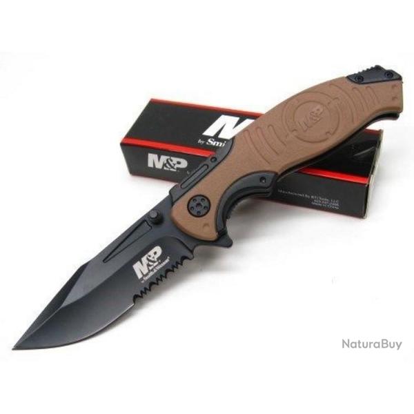 Couteau Smith&Wesson Military & Police Acier 8Cr13MoV Manche Alu Linerlock SWMP13GLS