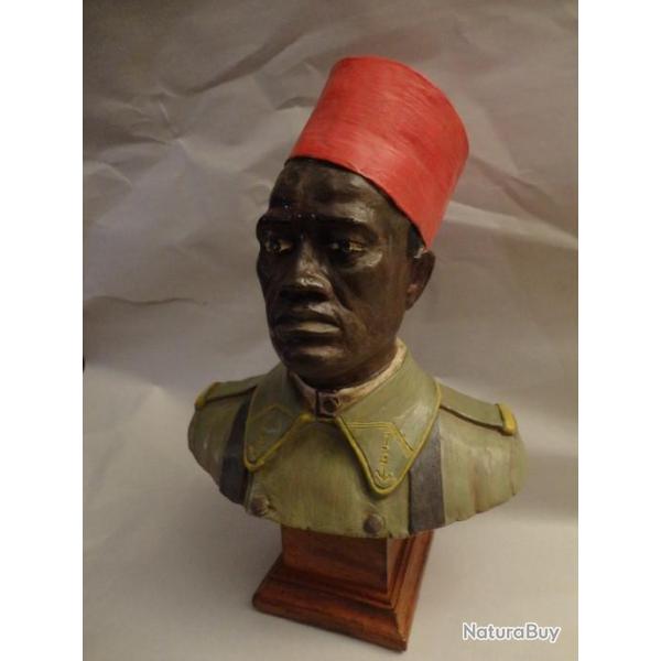 Buste tirailleur s�n�galais 14/18, polychrome moutarde
