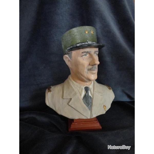 Buste du G�n�ral de Gaulle, polychrome marron