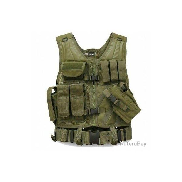 Gilet tactique vert avec ceinture MIL-TEC