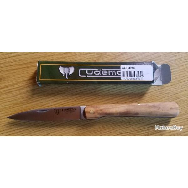 Couteau Vendetta Stiletto Cudeman Lame Acier Vanadium Molybdenum Manche Olive Made In Spain CUD408L