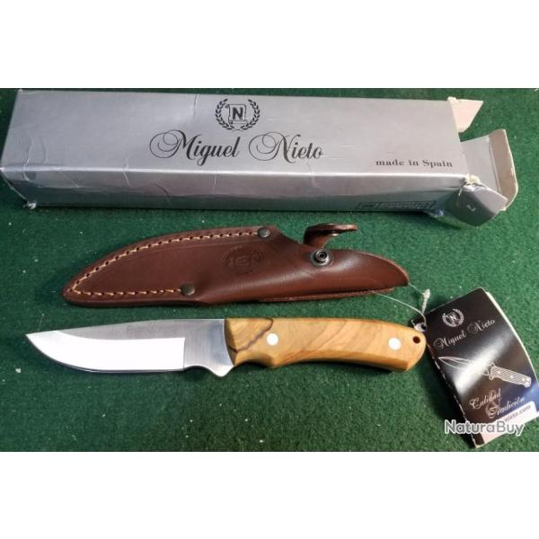 Couteau Nieto Linea Lame Acier AN-58 Manche Olivier Etui Cuir Made In Spain NIE8950