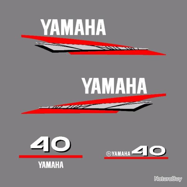 1 kit stickers YAMAHA 40cv serie 6 pour capot moteur hors bird bateau autocollants decals