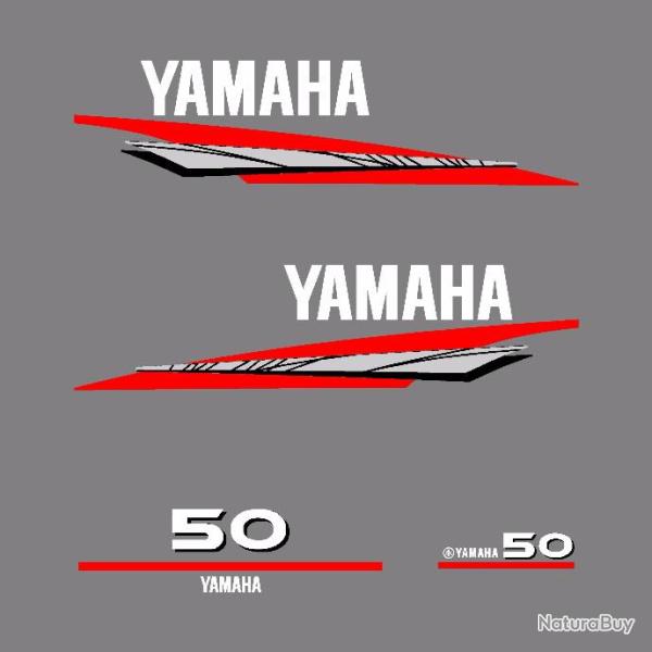 1 kit stickers YAMAHA 50cv serie 6 pour capot moteur hors bird bateau autocollants decals