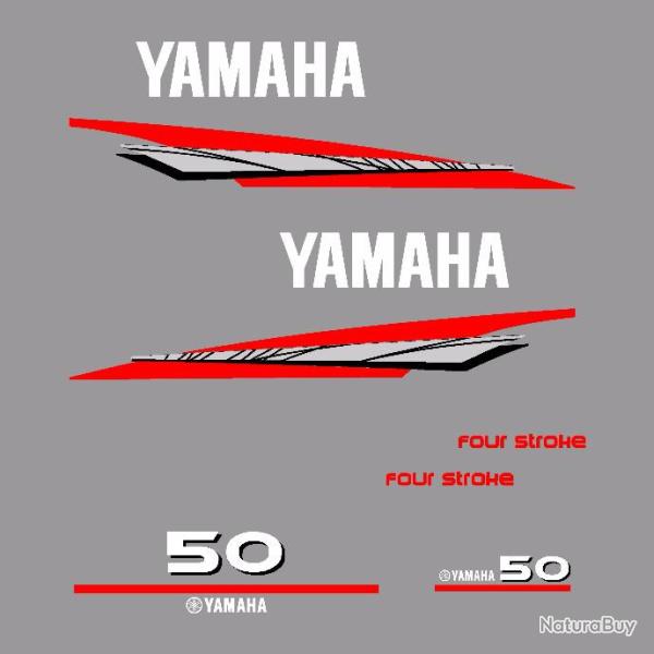 1 kit stickers YAMAHA 50cv serie 6 bis pour capot moteur hors bird bateau autocollants decals