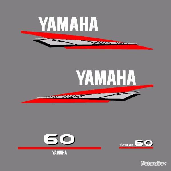 1 kit stickers YAMAHA 60cv serie 6 pour capot moteur hors bird bateau autocollants decals