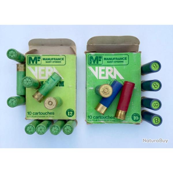COLLECTOR ! 2 botes contenant chacune 10 cartouches calibre 12-76 mm et 7 en 10-75 mm