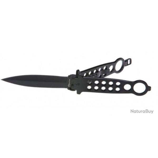 Couteau papillon Tactique Noir  ouverture latrale   lame de 11 cm
