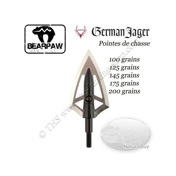 BEARPAW GERMAN JAGER Pointes de chasse bilames fixes 145