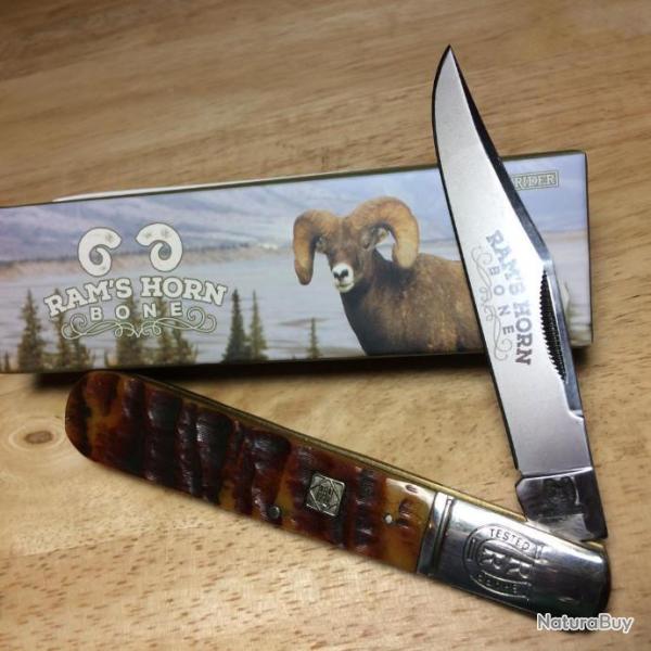 Couteau Canif Rough Rider Rams Horn Big Daddy Lame Acier 440 Manche Corne de B�lier RR1595