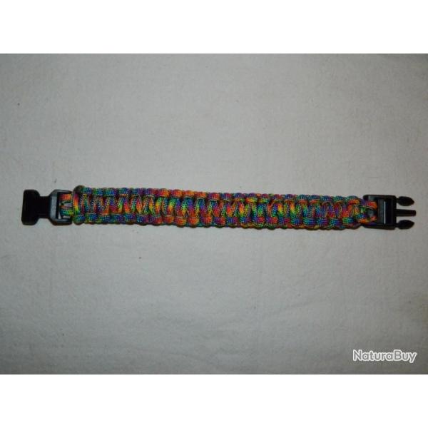 Bracelet paracorde 24cm - bleu jaune rouge vert