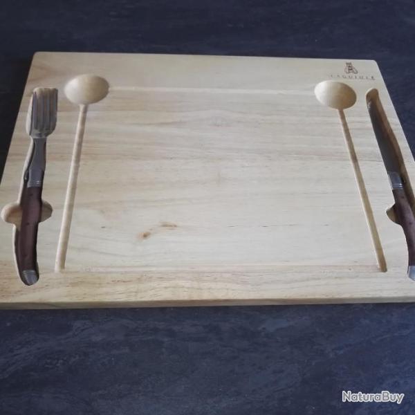 Planche � d�couper pour viande avec ustensiles Laguiole