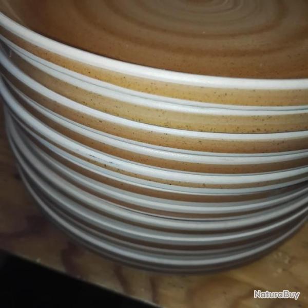 Lot de 12 assiettes en  v�ritable gr�  de Bourgogne