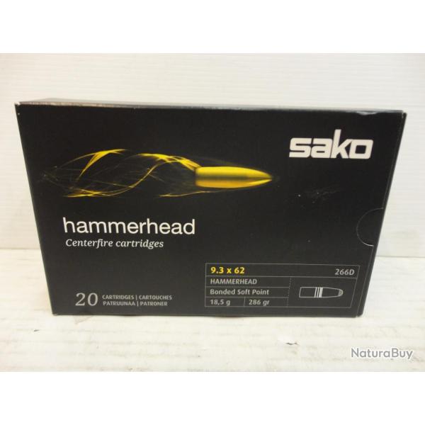 2733- 1 BOITE DE 20 BALLES SAKO "HAMMERHEAD" CAL.9.3 X 62 - 286 GR  -NEUF SUPER PROMO!!!!!