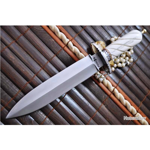 COUTEAU DE CHASSE  DOUBLE TRANCHANT MANCHE OS