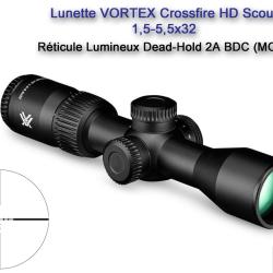 Lunette SCOUT VORTEX CrossFire HD 1,5-5,5x32 - R&eacute;ticule lumineux Dead-Hold 2A BDC (MOA)