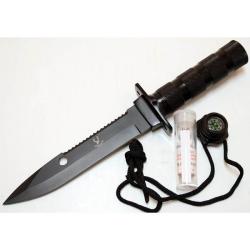 Couteau de survie 10.5 pouces (26.7 cm) avec lame noire V2