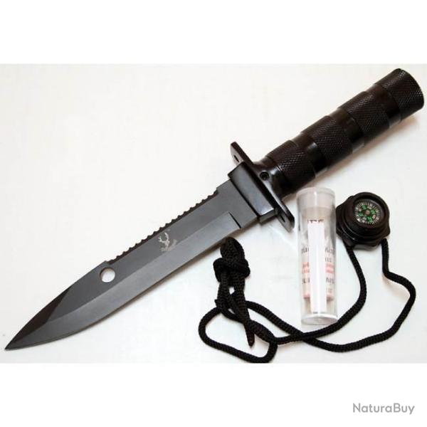 Couteau de survie 10.5 pouces (26.7 cm) avec lame noire V2