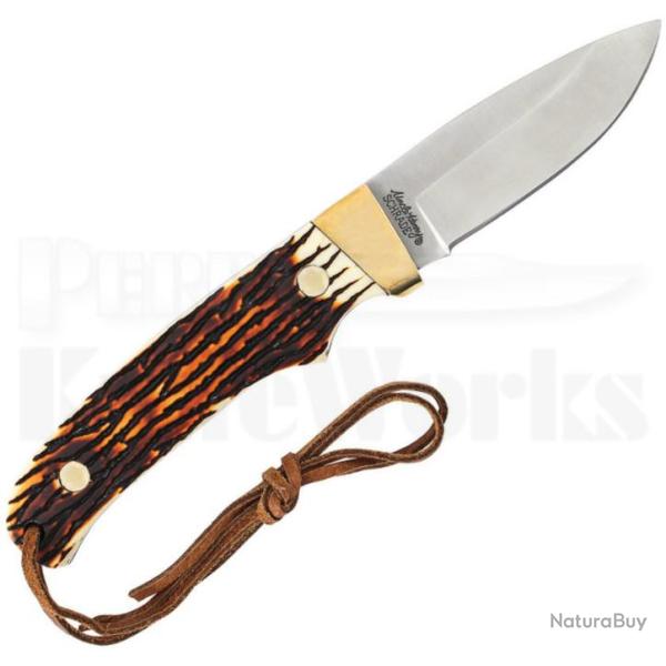 Couteau Schrade Uncle Henry Pro Hunter Lame Acier 7Cr17 Manche Delrin Faon Cerf Etui Cuir SCHPH2N