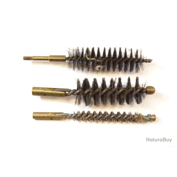 Lot trois brosses mtaliques nettoyage Rglementaire Arme Franaise kit d'entretien couvillon (C)
