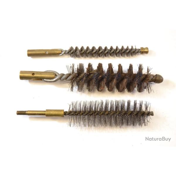 Lot trois brosses mtaliques nettoyage Rglementaire Arme Franaise kit d'entretien couvillon (D)