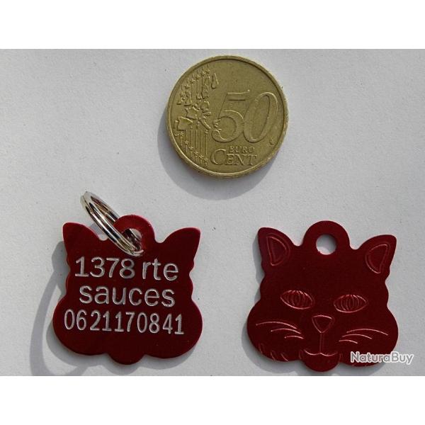 MEDAILLE Grav�e chat rouge grand mod�le gravure, personnalisation offerte