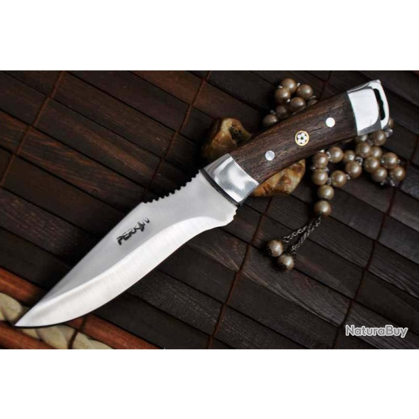 COUTEAU DE CHASSE  &  POIGN�E EN BOIS BURL (2)