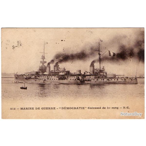 CPA - Marine de Guerre -" D�MOCRATIE" Cuirasse de 1er rang   N�345