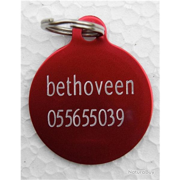 MEDAILLE Grav�e chien rouge 32 mm gravure, personnalisation offerte