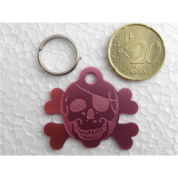 MEDAILLE Grav�e chien corsaire rose petit modele gravure, personnalisation offerte