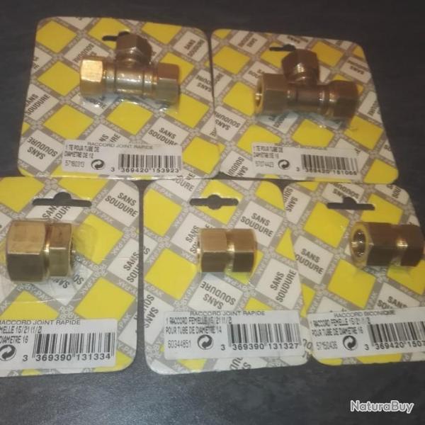 Lot de 5 raccords neuf pour tuyau en cuivre
