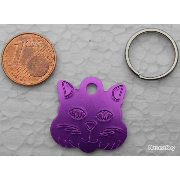 MEDAILLE Grav�e chat chaton violette petit mod�le gravure, personnalisation offerte