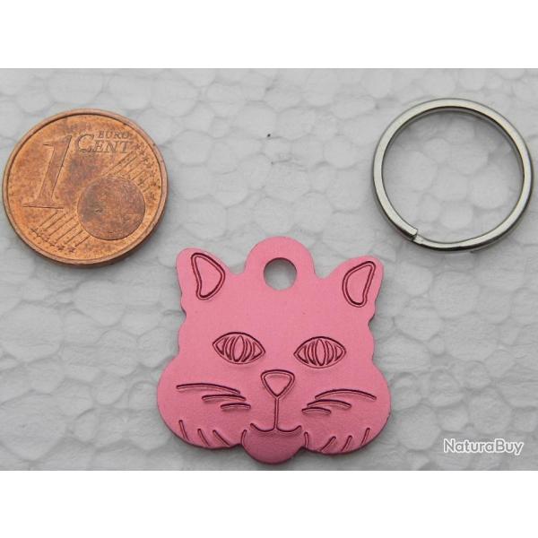 MEDAILLE Grav�e chat chaton rose petit mod�le gravure, personnalisation offerte