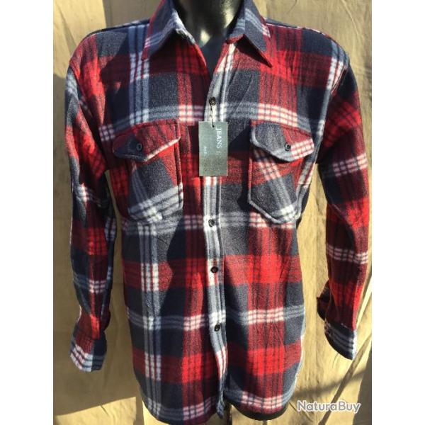 Chemise Bucheron Polaire ROUGE Homme Manches Longues Neuf M au 3XL
