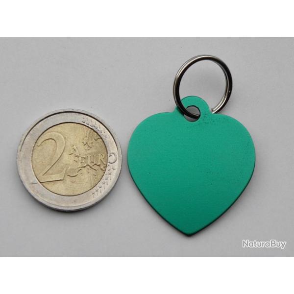 MEDAILLE Grav�e coeur chat chien vert grand mod�le gravure, personnalisation offerte