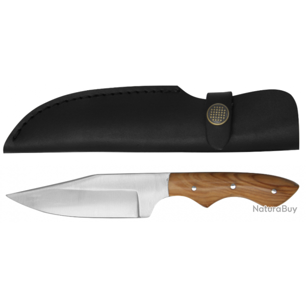 Full Tang Couteau � lame fixe 20 cm bois de teck & �tui