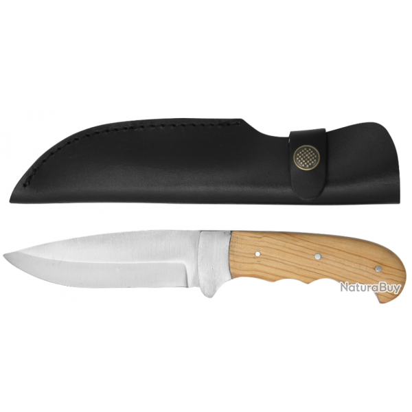 Full Tang Couteau � lame fixe 24 cm bois de teck & �tui