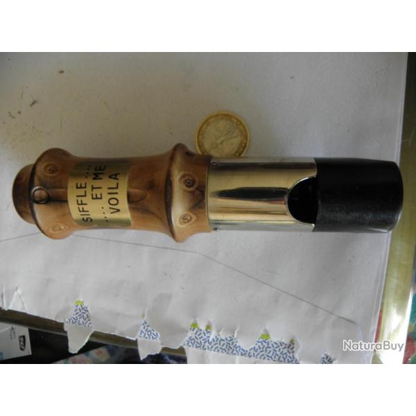 grand sifflet bois et metal plastique lo 14.5 cm