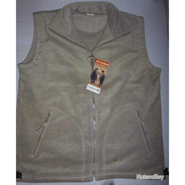 DESTOCKAGE : Gilet polaire PARKS ACTI-FLEECE beige  Fabrication Europe ( chasse p�che randonn�e etc