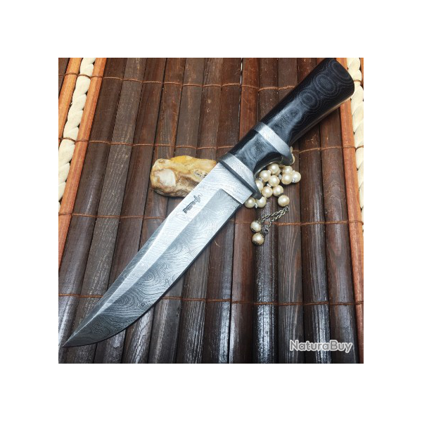 LAME DAMAS - COUTEAU - DAGUE DE CHASSE - BOIS MICARTA