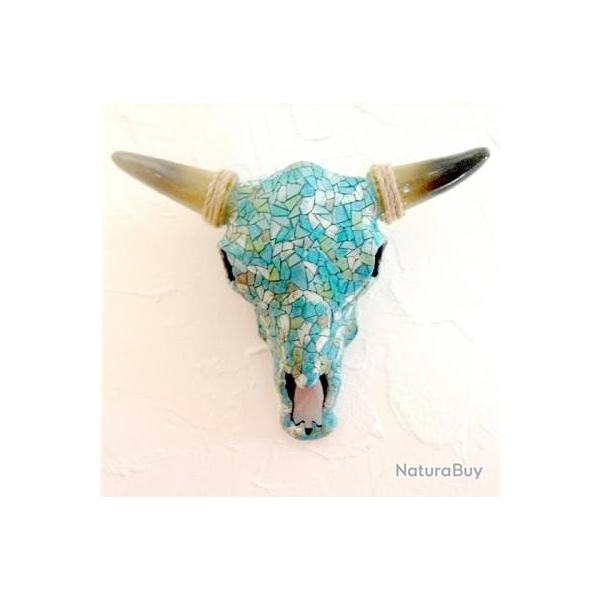 Crane de Vache r�sine mosa�que turquoise mural