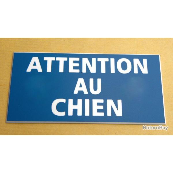 Plaque adh�sive "ATTENTION AU CHIEN " dimensions 48 x 100 mm fond bleu