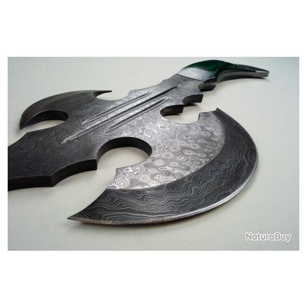 LAME DAMAS - MAGNIFIQUE HACHE DAMAS ARTISANALE  ( collection et usage) (F.BK)