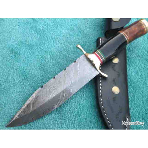 LAME DAMAS - COUTEAU DE CHASSE DAMAS - Corne de buffle et bois de rose (F.BK)