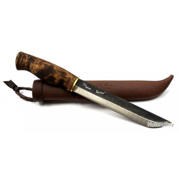 Couteau Bushcraft Kellam Slasher Acier Carbone Manche Bouleau Etui cuir Made In Finlande KLWP7