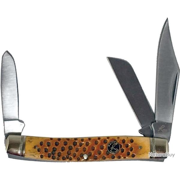 Couteau 3 Lames Roper Knives Pit Viper Stockman Acier Carbone 1065 Manche Os RP0001CPV