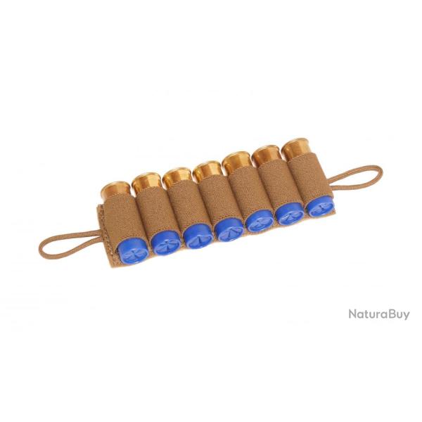Porte cartouches velcro pour calibre 12 -   Cartouchi�re  CAL 12 - 7 tubes - Couleur "Coyote Brown"