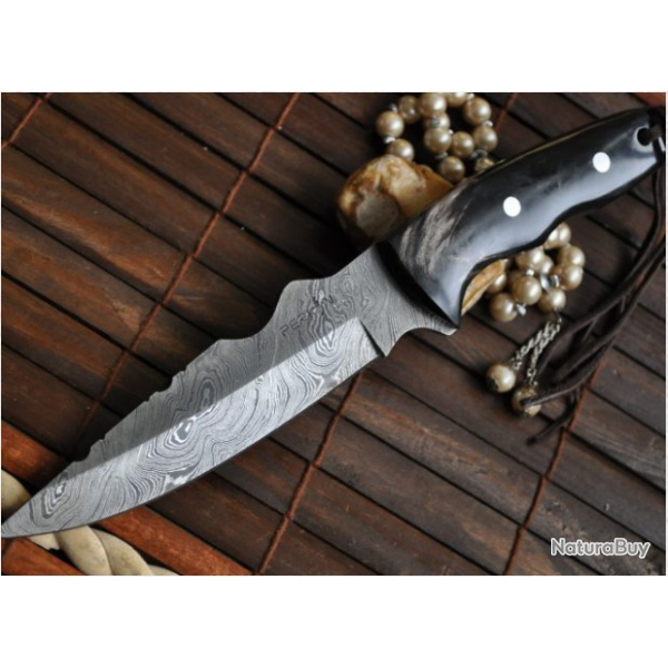 LAME DAMAS CHASSE - Couteau de brousse en acier de Damas (4)