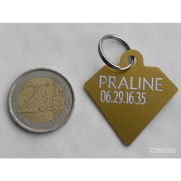 MEDAILLE Grav�e chien Diamant dor�e  gravure, personnalisation offerte