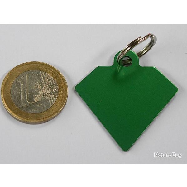 MEDAILLE Grav�e chien Diamant verte  gravure, personnalisation offerte